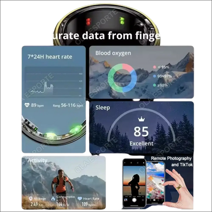 2025 Smart Ring: Blutdruck-, Herzfrequenz- & Schlaf-Monitoring | IP68 + 5ATM Wasserdicht | Multisport-Modus für Damen & Herren.
