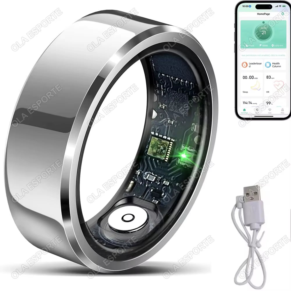 2025 Smart Ring: Blutdruck-, Herzfrequenz- & Schlaf-Monitoring | IP68 + 5ATM Wasserdicht | Multisport-Modus für Damen & Herren.